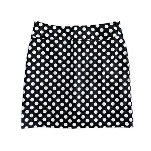 Larry Levine Stretch Black White Polka‎ Dot Mini Skirt